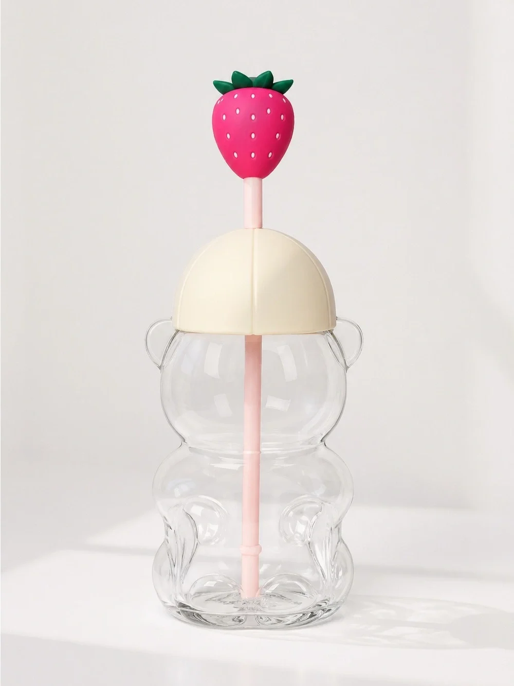 NEW Pink 💕 Starbucks Bear 🐻 Glass Cup Strawberry Straw Tumbler RARE, NEW SEALED